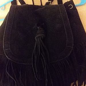 New leather backpack/purse/with fringes